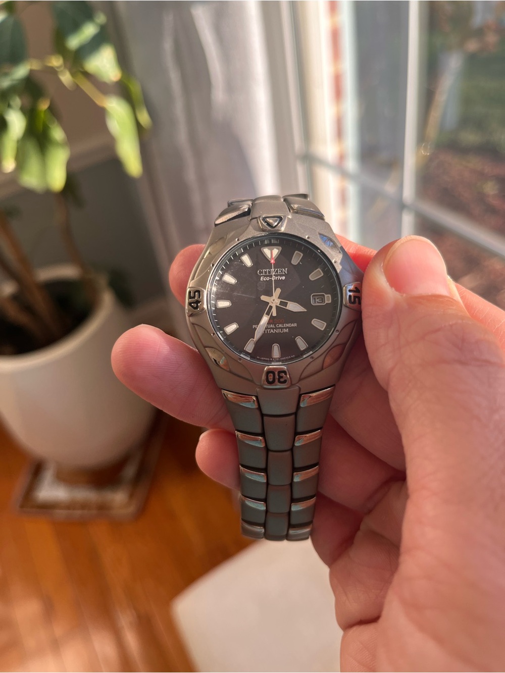 Citizen Titanium Wristwatch with Gray Dial and Luminous Hands